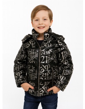 Boys Jacket Printed Metallic Black